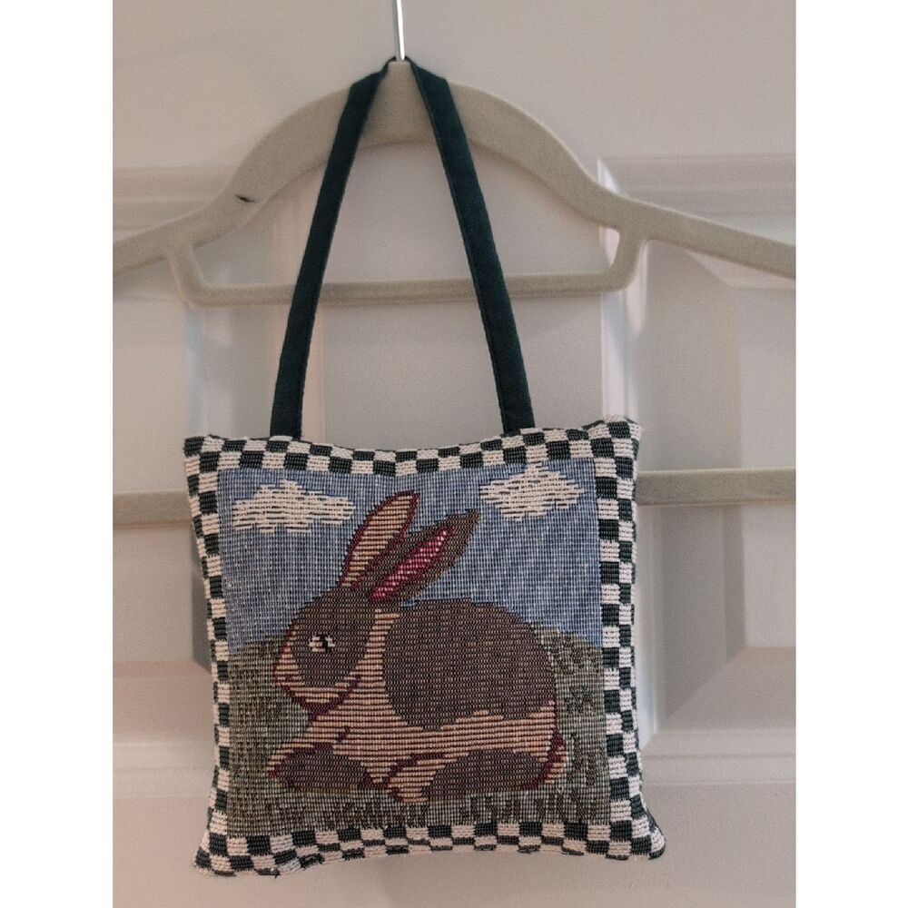 Vintage Tapestry Brown Bunny Door Hanger Pillow